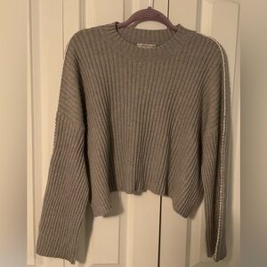 Sincerely Jules Gray Ribbed Crew Neck Sweater